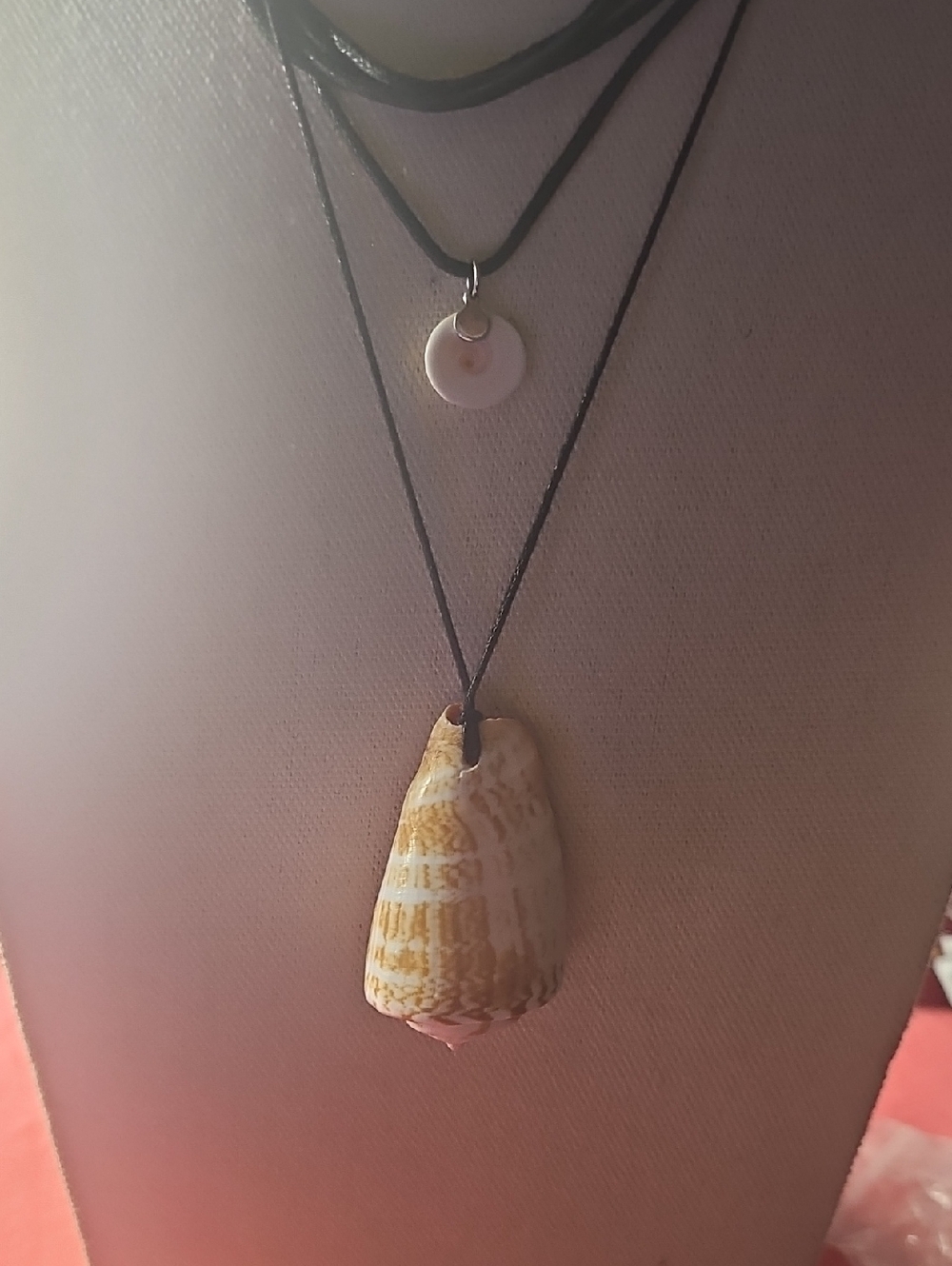 Layered Black Cord Necklace with Natural Beige Shell Pendant.. Nwt Free people